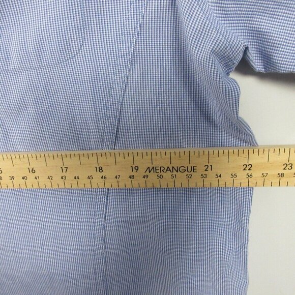 John Varvatos Button Up Shirt Men XXL Blue Micro Check Zipper Patch Pocket 194 - Picture 12 of 14